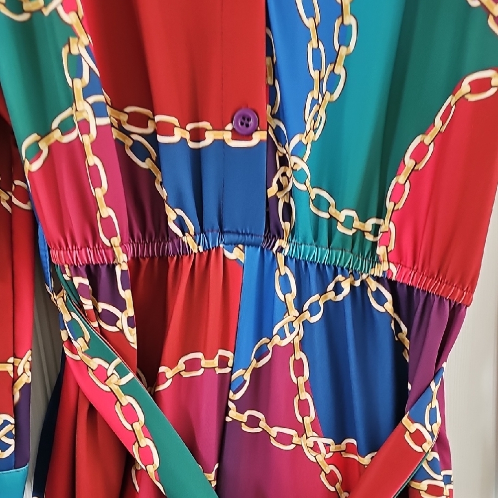 Ashley Stewart Multicolor Chain Print Dress - Picture 3 of 6